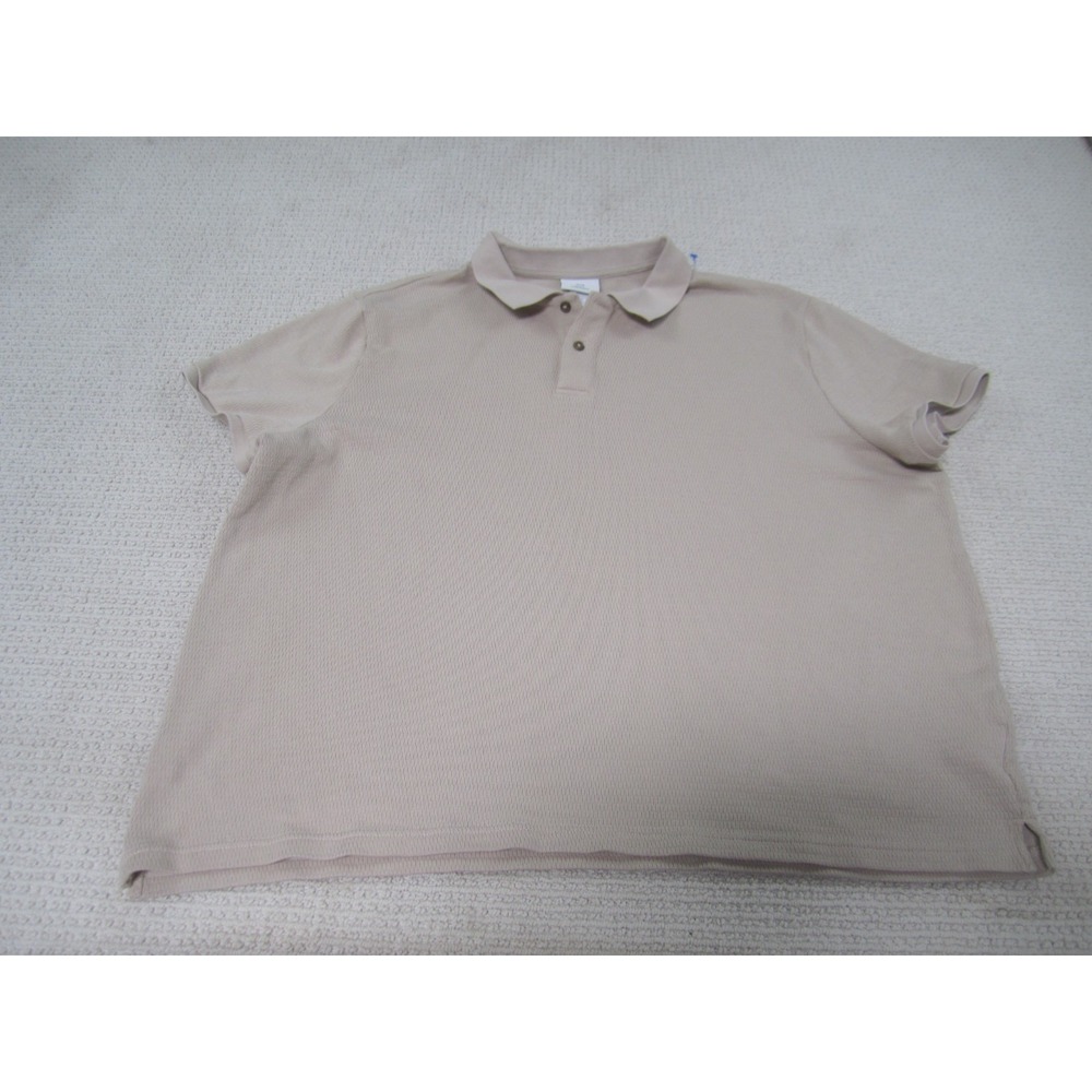 H&M Mens Polo Shirt 3XL Tan Short Sleeve Slim Fit Collared‎ Casual